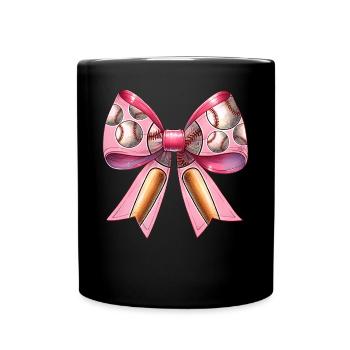 Coquette Bow Baseball Muster Bat Spieler rosa - Tasse einfarbig - Schwarz - Vorne
