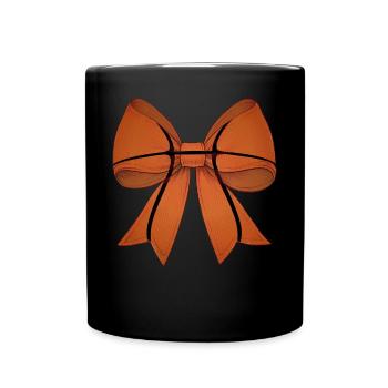 Coquette Bow Basketball Pattern Mother's Day Ribbon - Full Colour Mug - black - Front
