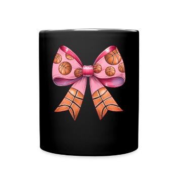 Coquette noeud basket-ball motif fête des mères rose - Mug uni - noir - Devant