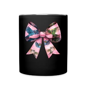 Coquette Bow Budgie Budgie Motif Perroquet - Mug uni - noir - Devant