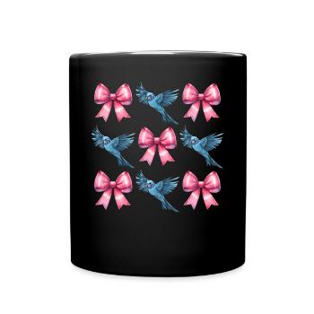 Coquette Bow Budgie Parakeet Parrot - Full Colour Mug - black - Front