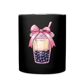 Coquette Bow Boba Tea Bubble Tea Mothers Day - Full Colour Mug - black - Front