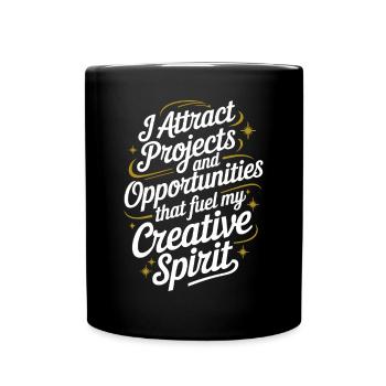 I attract projects and opportunities, manifest - Full Colour Mug - black - Front