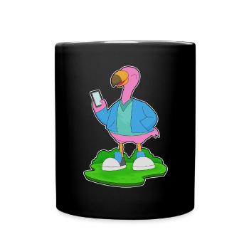 Flamingo Smartphone - Tasse einfarbig - Schwarz - Vorne