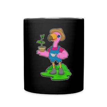 Flamingo Farmer Seedling Farm - Full Colour Mug - black - Front