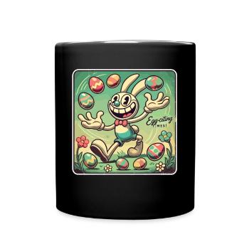 Retro Cartoon Osterhase – Vintage Osterei Shirt - Tasse einfarbig - Schwarz - Vorne