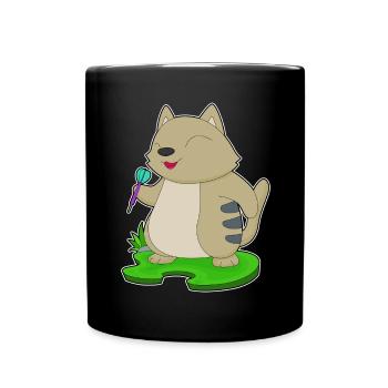 Katze Dart Dartpfeil - Tasse einfarbig - Schwarz - Vorne