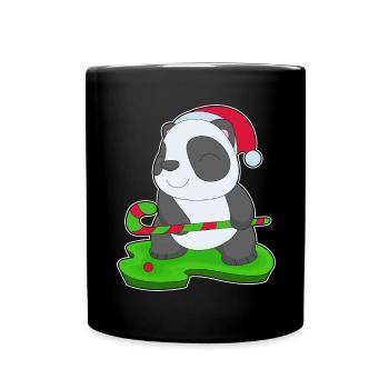 Panda Weihnachten Feldhockey - Tasse einfarbig - Schwarz - Vorne