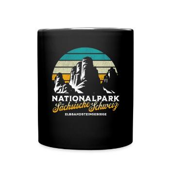 Nationalpark Sächsische Schweiz Vintage Design - Tasse einfarbig - Schwarz - Vorne