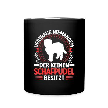 Schafpudel Ich besitze einen Hütepudel - Tasse einfarbig - Schwarz - Vorne