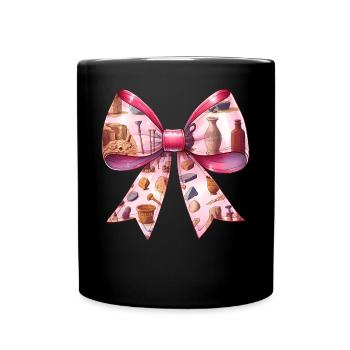 Coquette Bow Archaeologist Archaeology Pattern - Full Colour Mug - black - Front