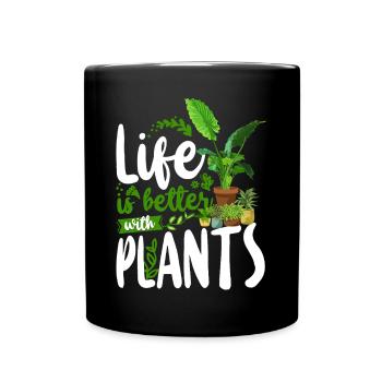 Plant Lover Gardening Life Is - Full Colour Mug - black - Front