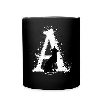 Lettre A avec chat - Mug uni - noir - Devant