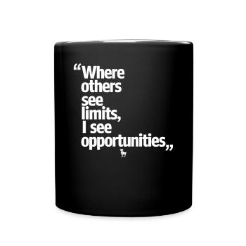 Aries Zodiac Sign: Where Others See Limits, See - Full Colour Mug - black - Front