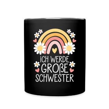 Ich Werde Große Schwester Regenbogen Boho - Tasse einfarbig - Schwarz - Vorne