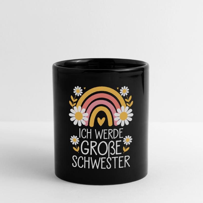 Ich Werde Große Schwester Regenbogen Boho Tasse einfarbig