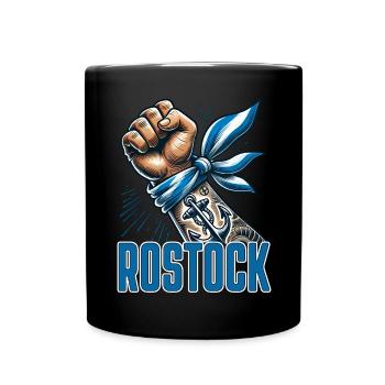 Rostock Fan Blau Weiss - Tasse einfarbig - Schwarz - Vorne