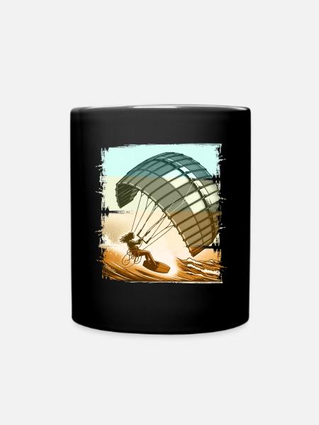 Kitesurfen Kitesurfer Kiteboard - Tasse einfarbig - Schwarz