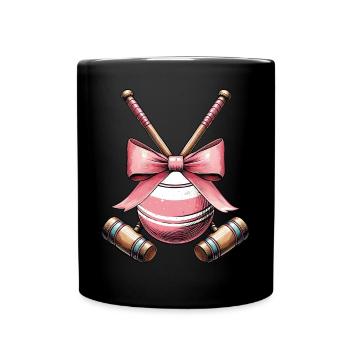Coquette Bogen Krocketschläger Ball rosa Schleife - Tasse einfarbig - Schwarz - Vorne