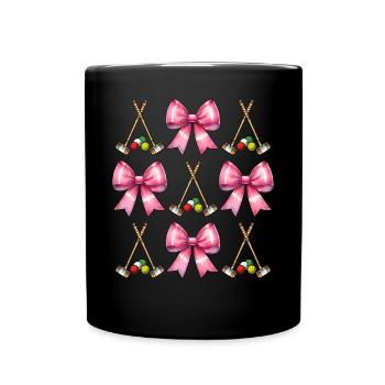 Coquette Bogen Krocketschläger Ball rosa Schleife - Tasse einfarbig - Schwarz - Vorne