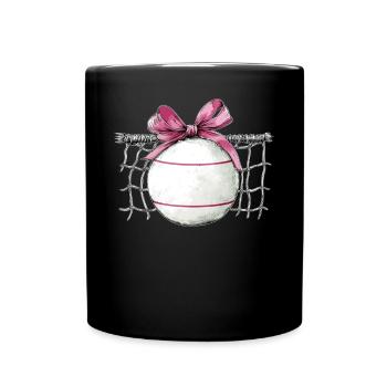 Coquette Bow Faustball Net Mothers Day Pink Ribbon - Tasse einfarbig - Schwarz - Vorne