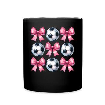 Coquette Bogen Fußball Spieler Mütter Tag rosa - Tasse einfarbig - Schwarz - Vorne