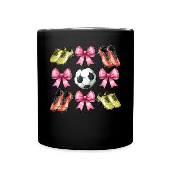 Coquette Bogen Fußball Spieler Mütter Tag rosa - Tasse einfarbig - Schwarz - Vorne