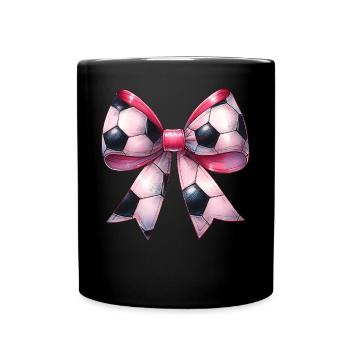 Coquette Bogen Fußball Spieler Mütter Tag rosa - Tasse einfarbig - Schwarz - Vorne