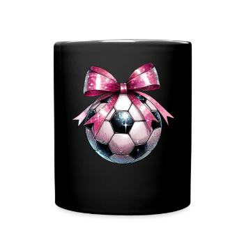 Coquette Bogen Fußball Disco Ball Mütter Tag Rosa - Tasse einfarbig - Schwarz - Vorne