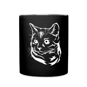 Hypnotische Katze – Lustiges Cartoon Cat Design - Tasse einfarbig - Schwarz - Vorne