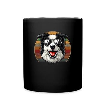 vintage Border Collie Dog - Tasse einfarbig - Schwarz - Vorne