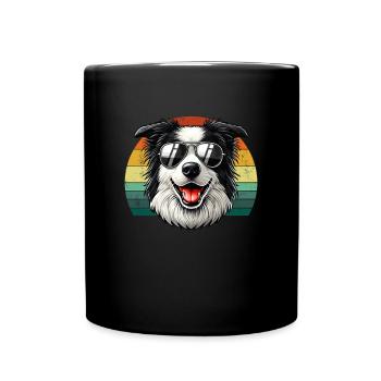 vintage Border Collie Dog - Tasse einfarbig - Schwarz - Vorne