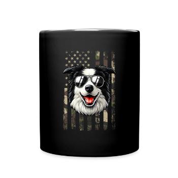 vintage Border Collie Dog - Tasse einfarbig - Schwarz - Vorne