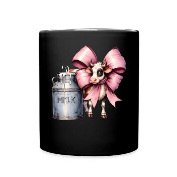 Coquette Bow Kuh Landwirt Milch Milchviehhalter - Tasse einfarbig - Schwarz - Vorne