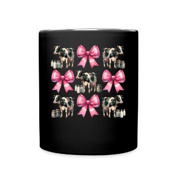 Coquette Bow Vache Fermier Lait Laitier Fermier - Mug uni - noir - Devant