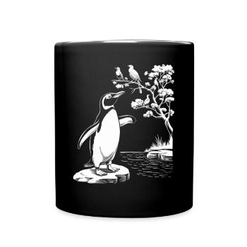 Vogelbeobachtung Pinguin Am Teich - Tasse einfarbig - Schwarz - Vorne