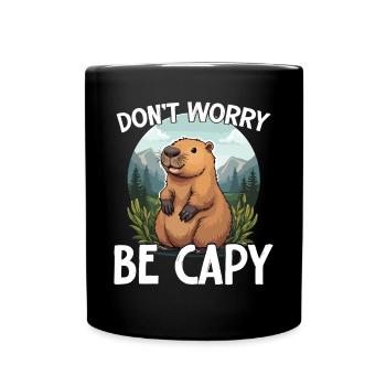 Don't worry, be Capy Funny Capybara - Full Colour Mug - black - Front