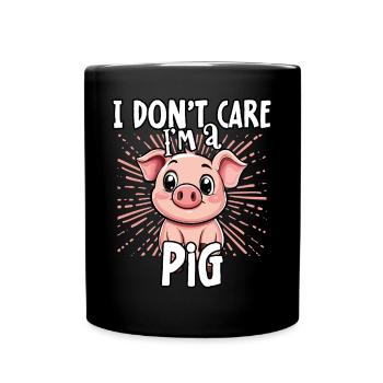 Je m’en fiche, je suis un cochon - doux cochon - Mug uni - noir - Devant