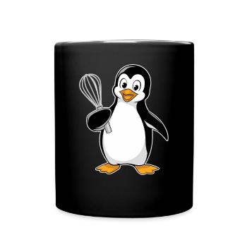 Fröhlicher Pinguin Mit Schneebesen Für - Tasse einfarbig - Schwarz - Vorne