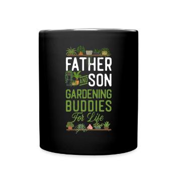 Amoureux des plantes jardinage papa fils - Mug uni - noir - Devant