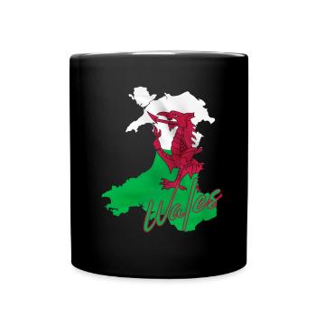 Drapeau du Pays de Galles, fierté galloise - Mug uni - noir - Devant