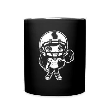 Football Girl Cartoon Style - Full Colour Mug - black - Front