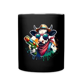 Kuh Wasserpistole - Tasse einfarbig - Schwarz - Vorne