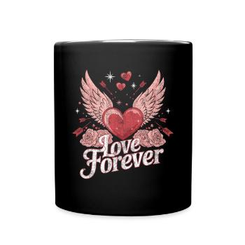Love Forever – Romantisches Valentinstag Design - Tasse einfarbig - Schwarz - Vorne