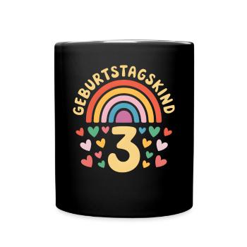 3rd Birthday Girl Rainbow - Full Colour Mug - black - Front