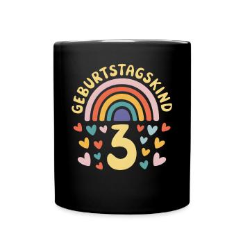 3rd Birthday Girl Rainbow - Full Colour Mug - black - Front