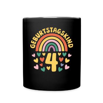 4th Birthday Girl Rainbow - Full Colour Mug - black - Front