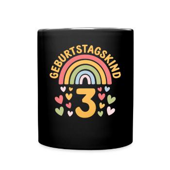 3rd Birthday Girl Rainbow - Full Colour Mug - black - Front