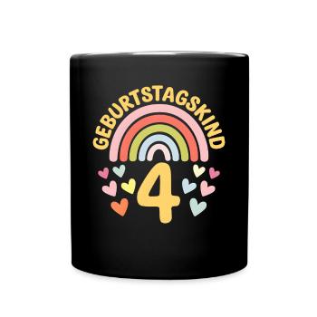 4th Birthday Girl Rainbow - Full Colour Mug - black - Front