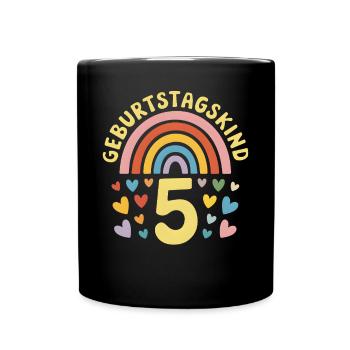 5ème anniversaire fille arc-en-ciel - Mug uni - noir - Devant